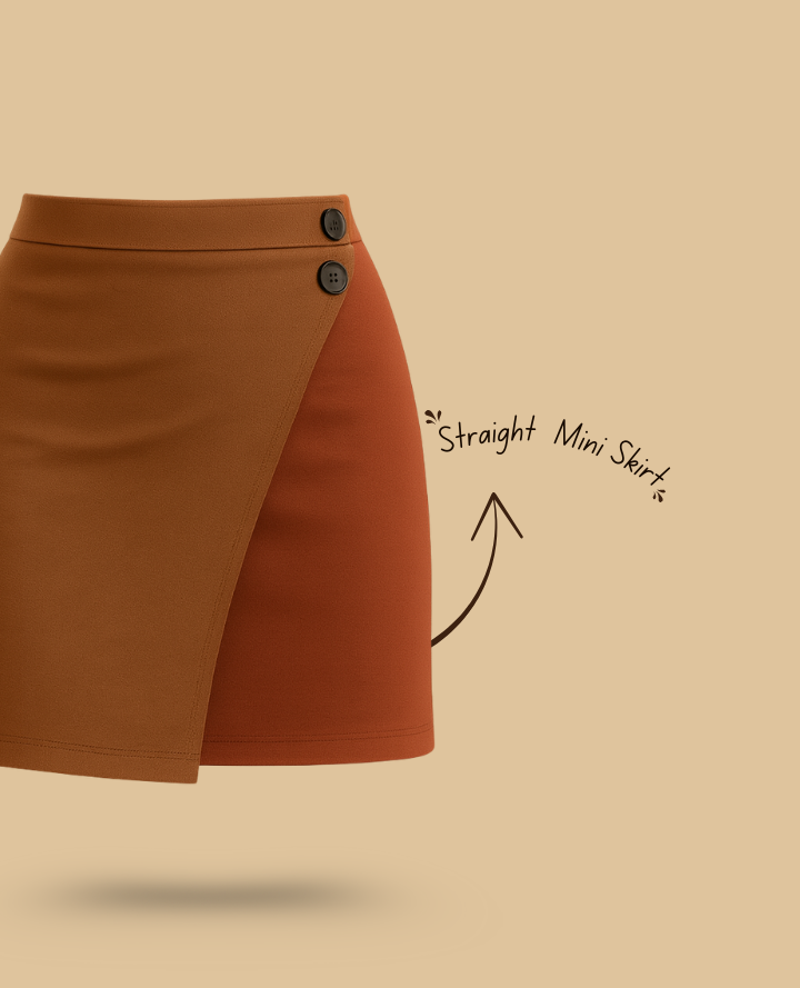 Flap Wrap Brown Mini: Chic Short Skirt