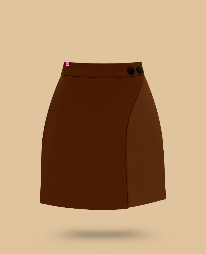 Flap Wrap Brown Mini: Chic Short Skirt