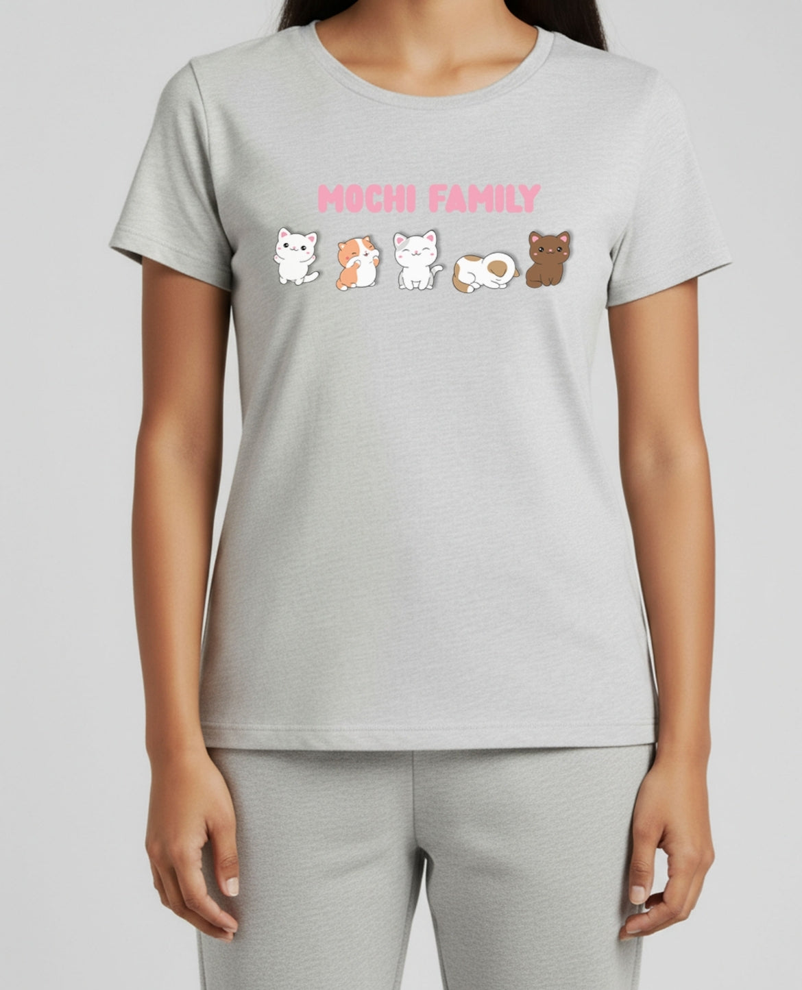 Light Grey Mochi Family T shirt