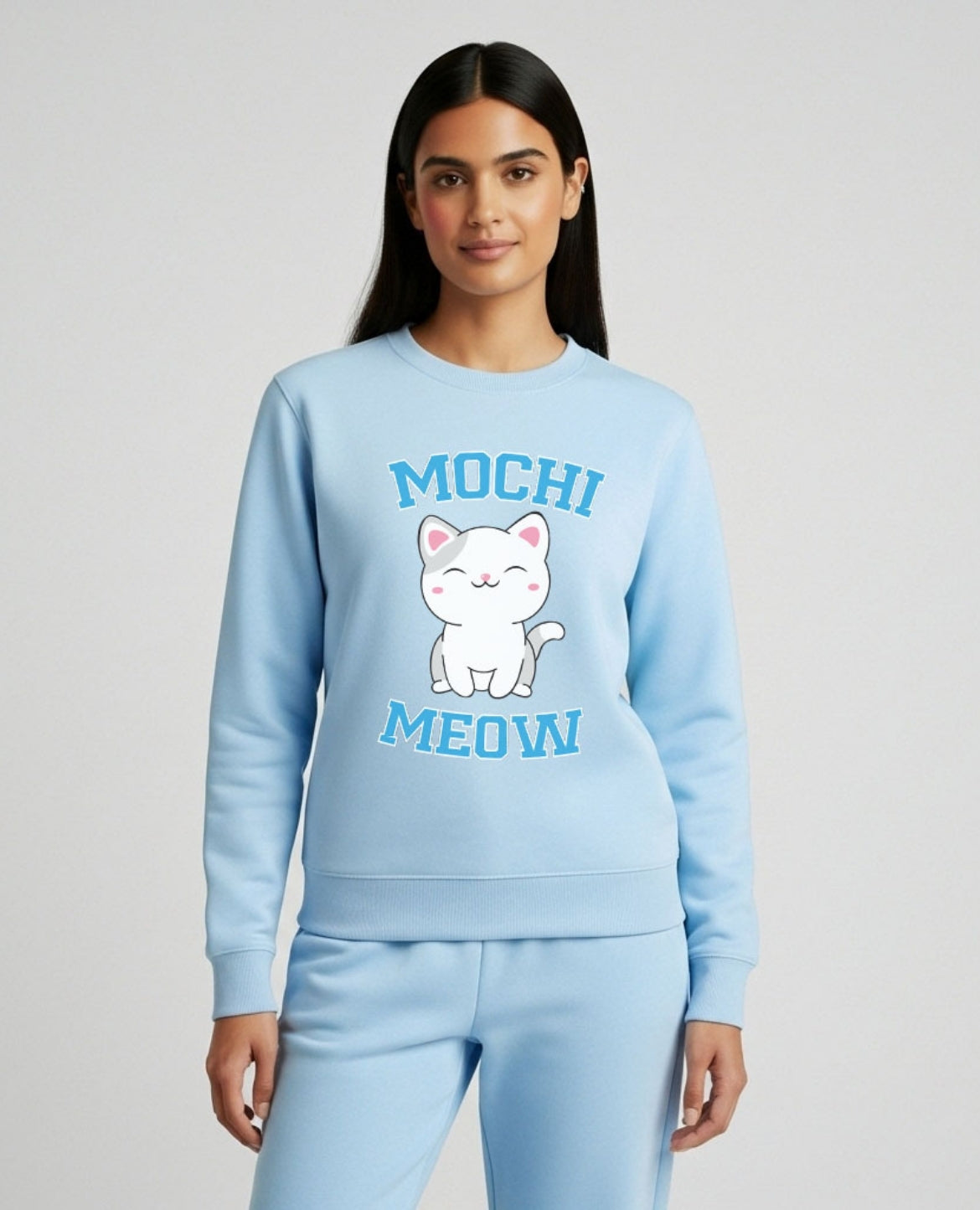 Light Blue Mochi Meow Sweat Shirt