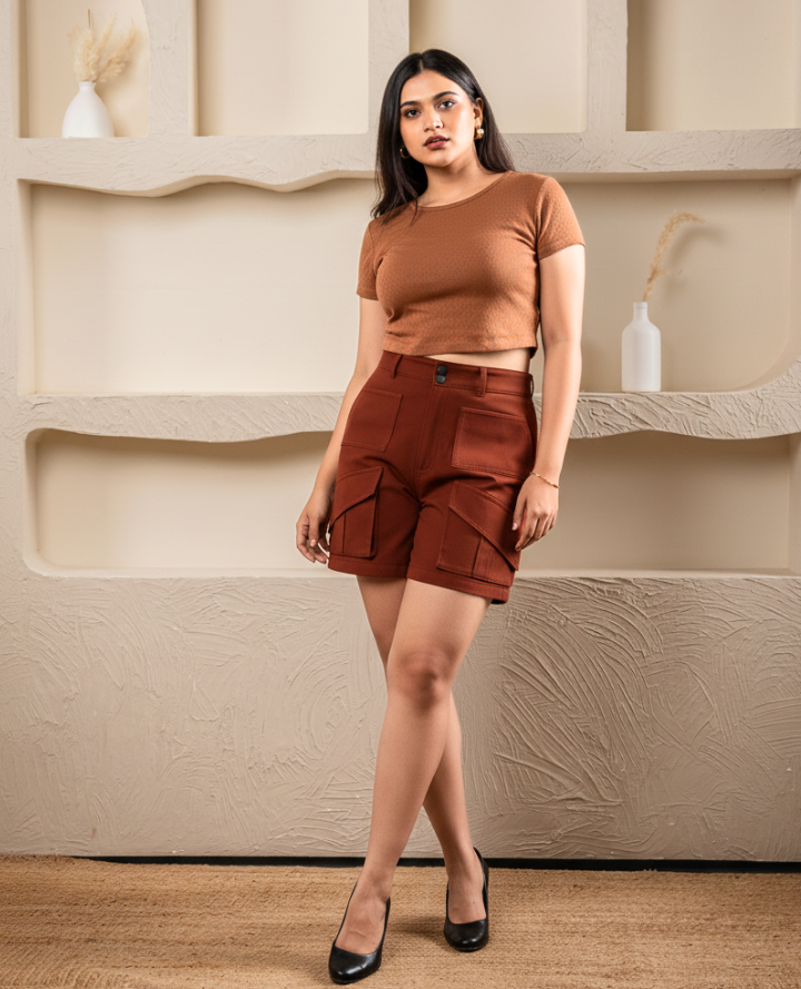 Brown Utility Shorts: Casual Pocketed Comfort