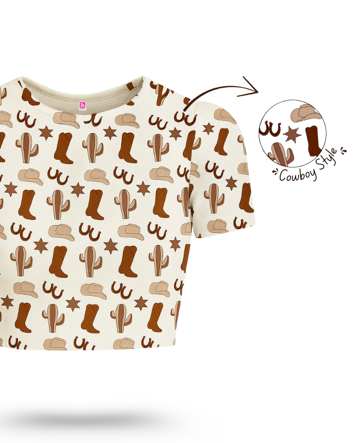 Retro Brown Crop Top: Cowboy Western Chic Look