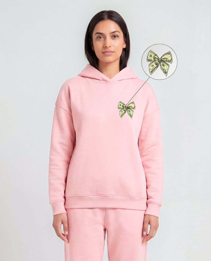 Money is the motive: Full hand Hoodie - Pink