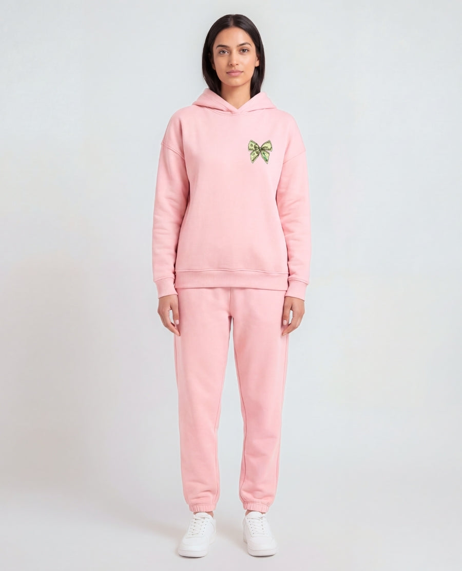 Money is the motive: Full hand Hoodie - Pink