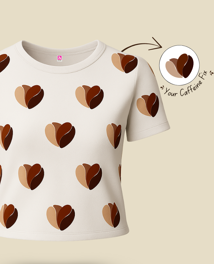 Coffee Bean Brown Crop Top: Minimal Autumn Vibe - White