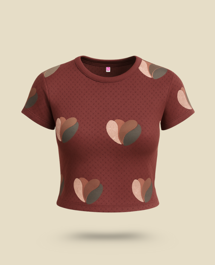 Coffee Bean Brown Crop Top: Minimal Autumn Vibe - Brown