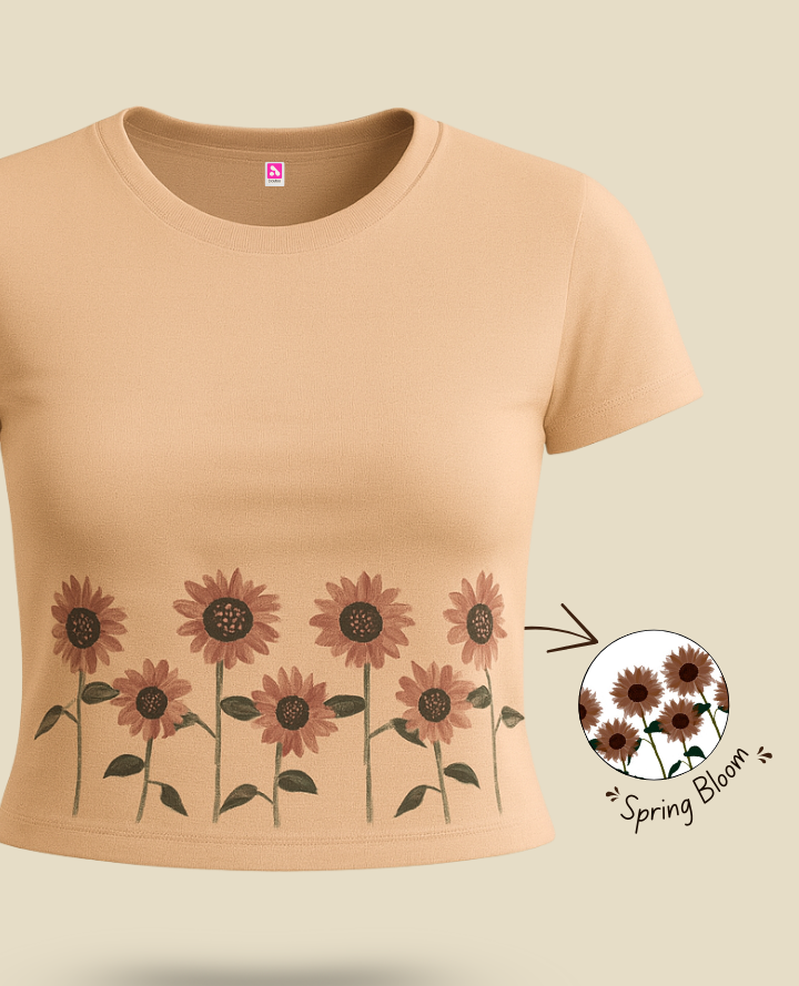 Women's Sunflower Graphic Crop Top - Casual Sleeveless Summer Top For Teens & Women
