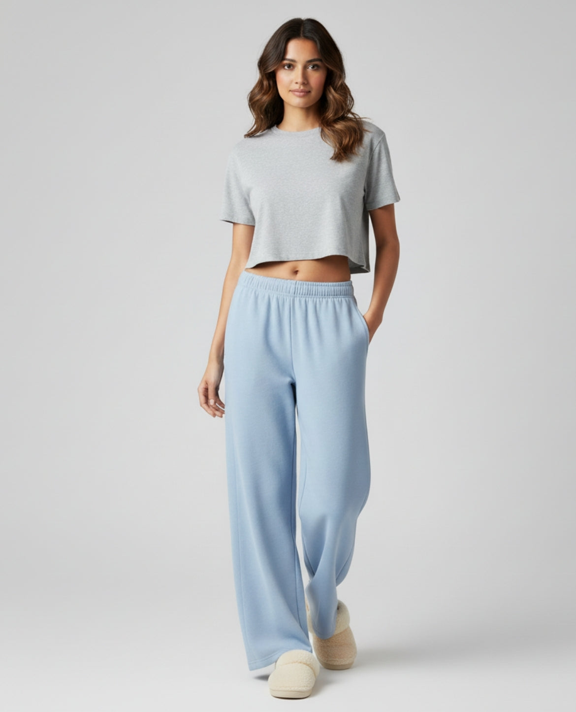 The Live-in Luxe Fleece Pants : Calm Light Blue