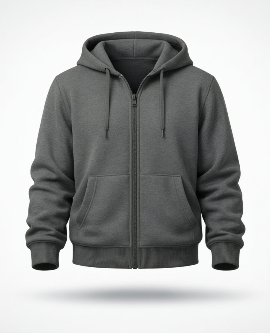 The Zip & Go Hoodie- Charcoal Grey