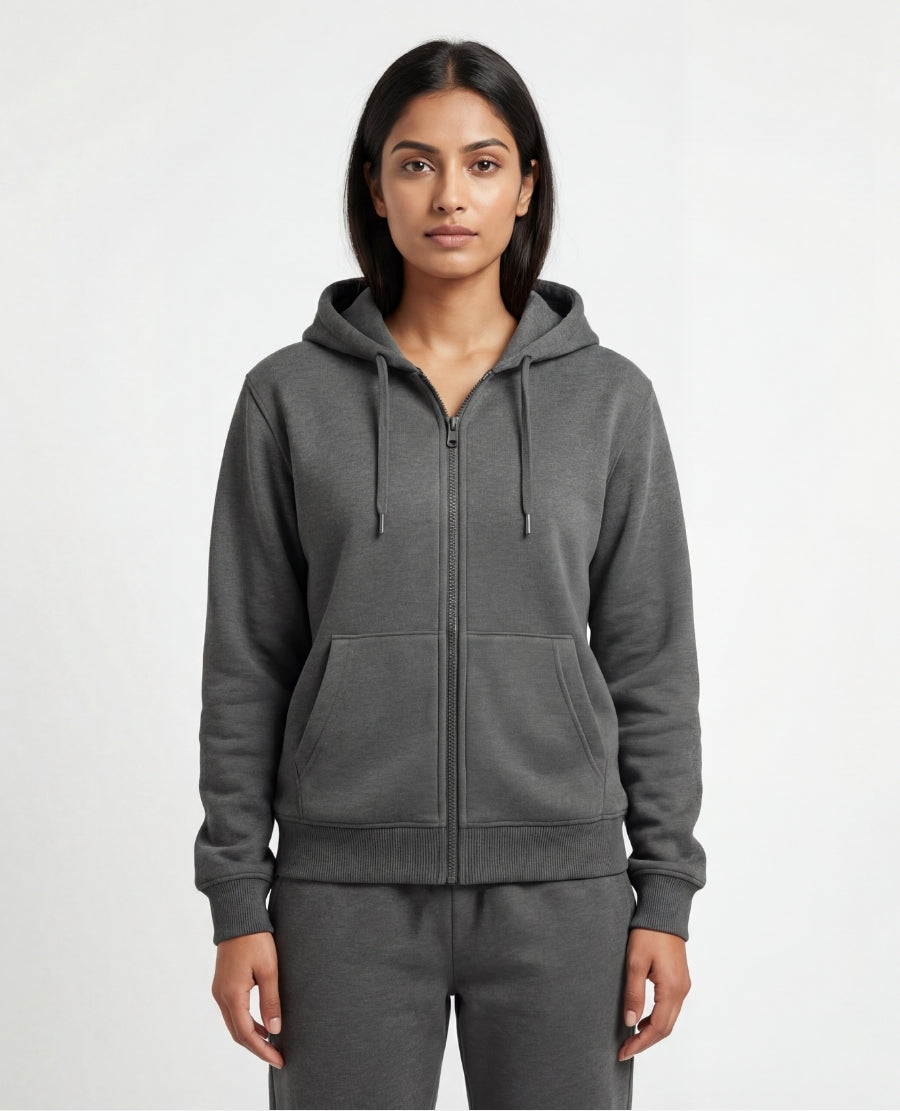 The Zip & Go Hoodie- Charcoal Grey