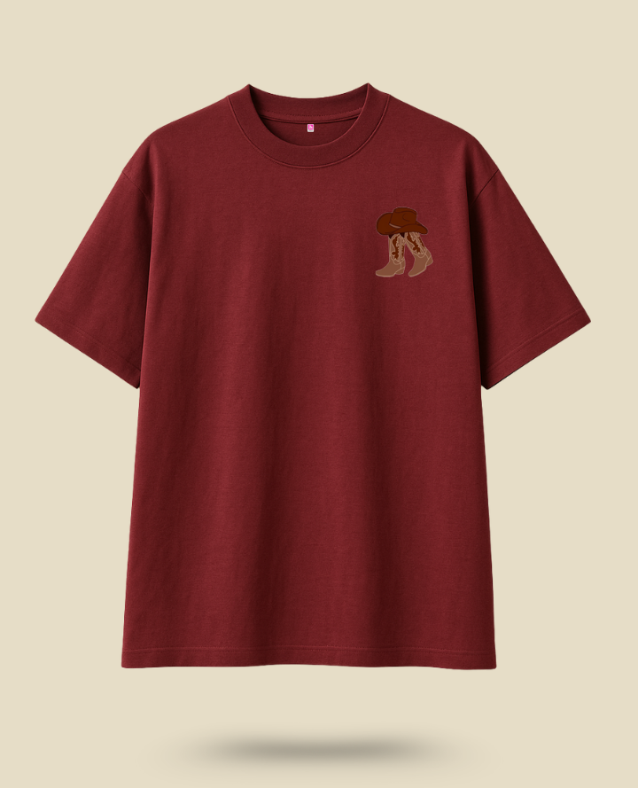 Retro Brown Top: Western Print Comfort Style - Brown