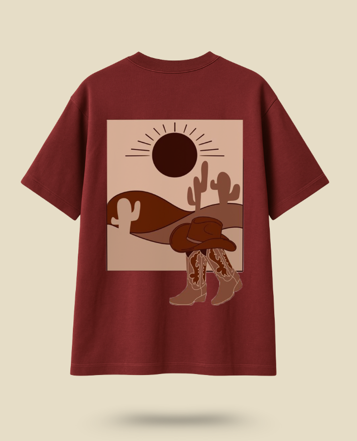 Retro Brown Top: Western Print Comfort Style - Brown