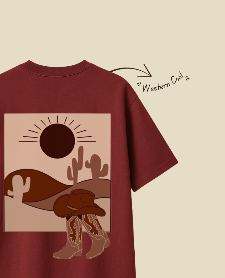 Retro Brown Top: Western Print Comfort Style - Brown