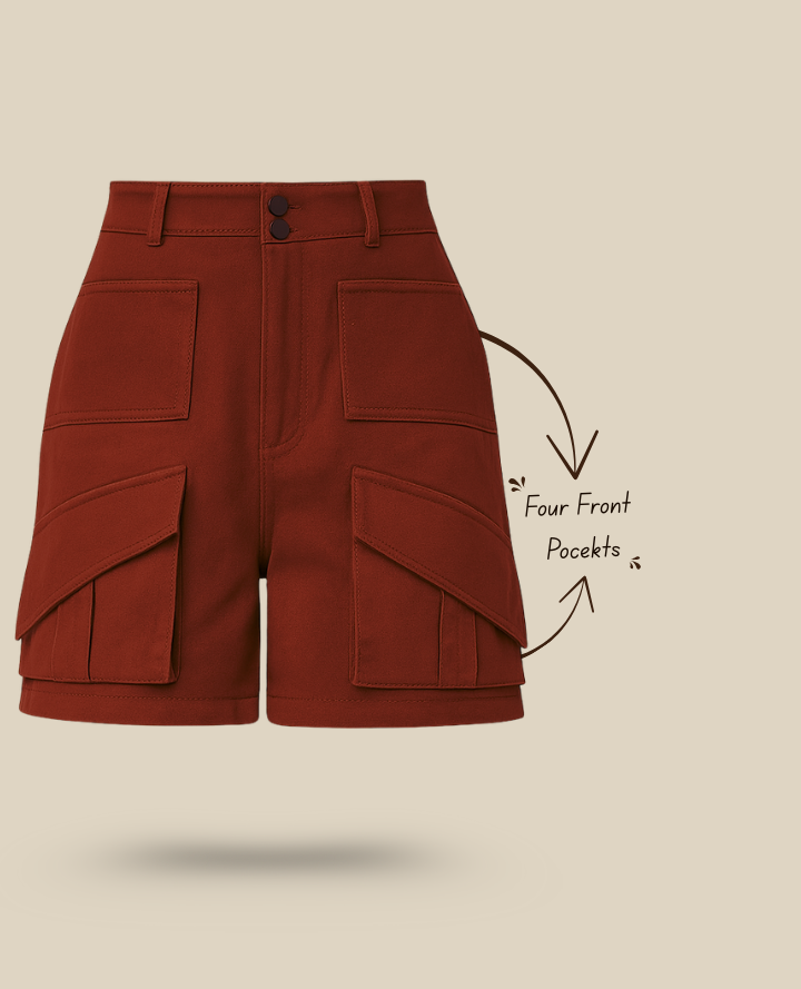 Brown Utility Shorts: Casual Pocketed Comfort