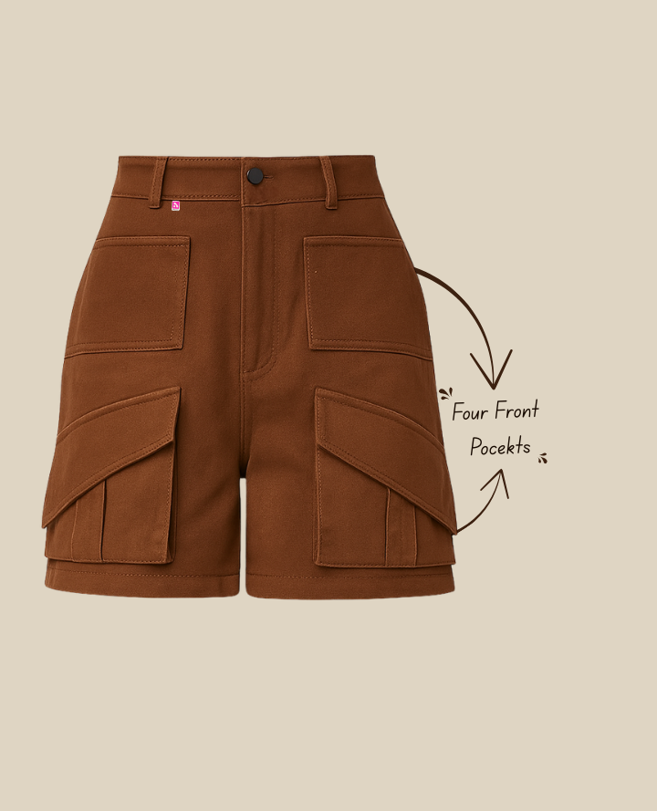 Brown Utility Shorts: Casual Pocketed Comfort