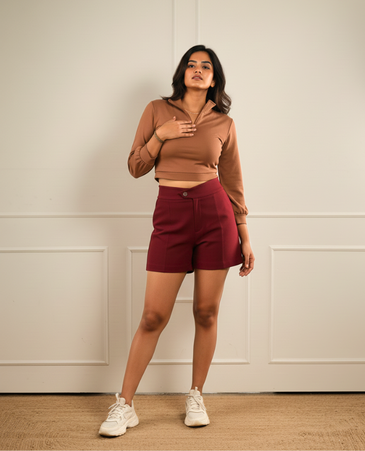 Classy Straight Edge Brown Shorts: Old Money Vibes
