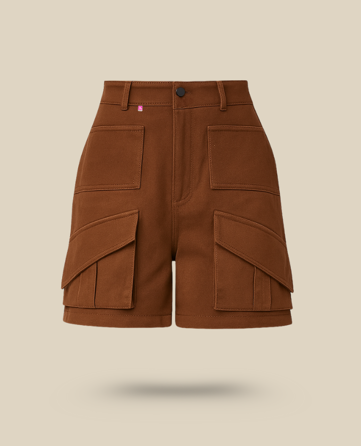 Brown Utility Shorts: Casual Pocketed Comfort