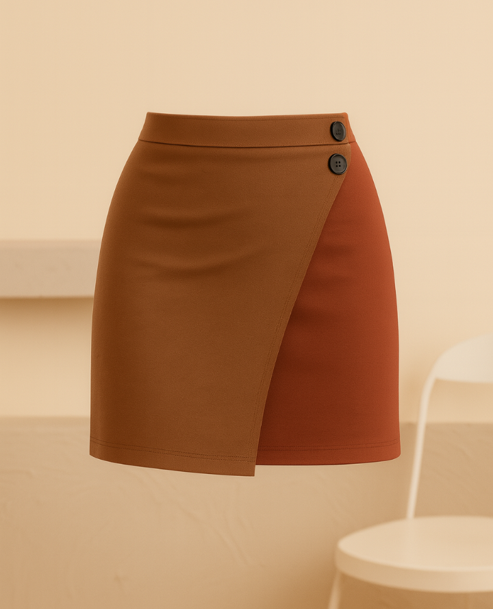 Flap Wrap Brown Mini: Chic Short Skirt