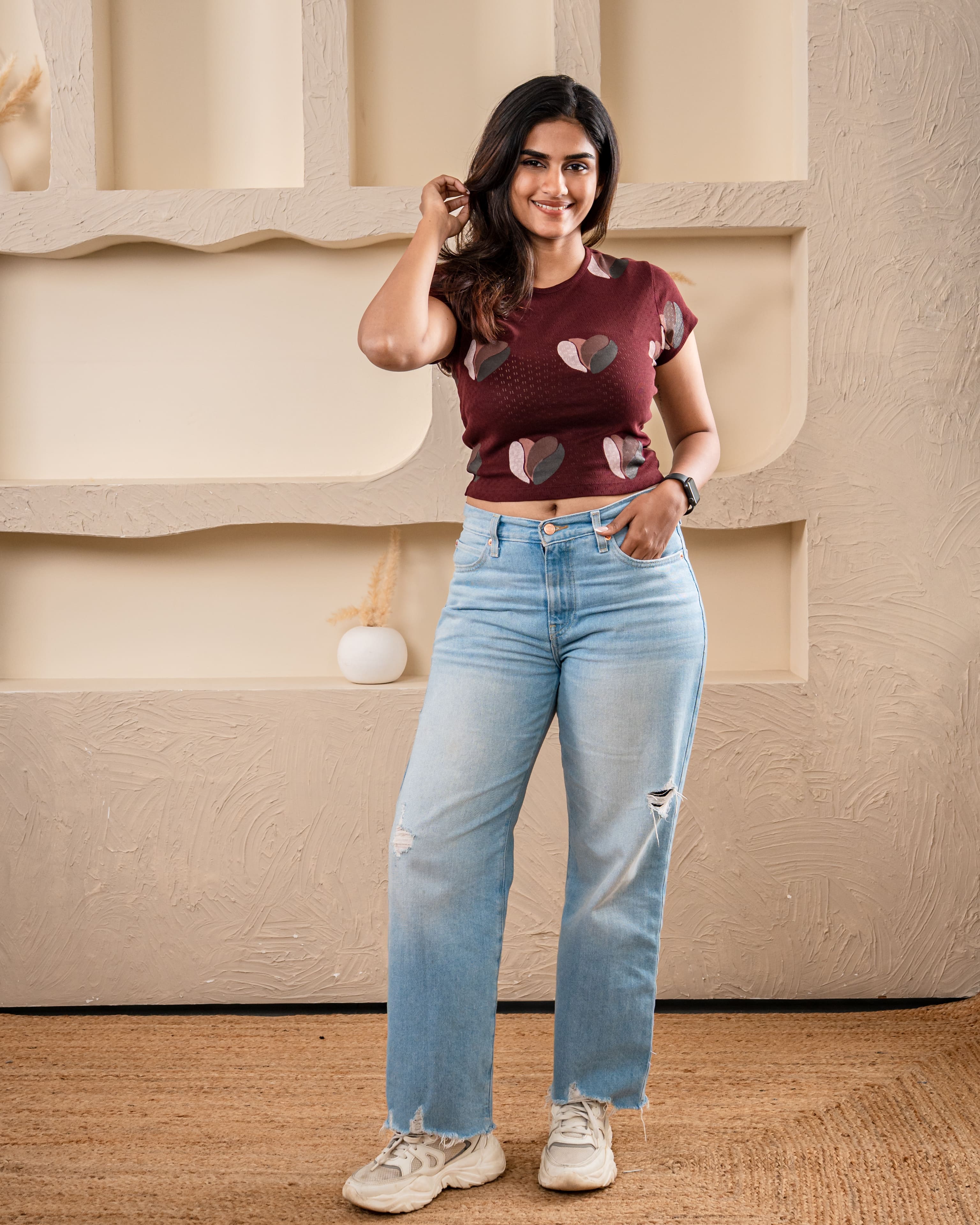 Coffee Bean Brown Crop Top: Minimal Autumn Vibe - Brown