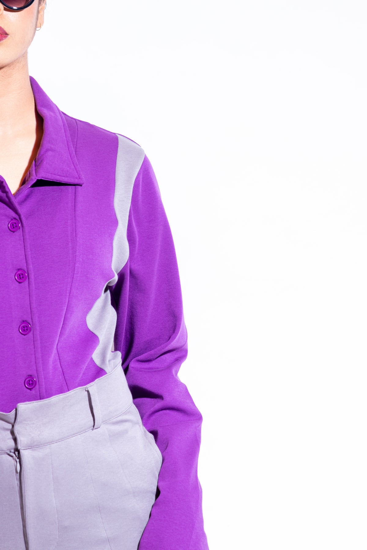 Dautee High neck Cardigan - Violet