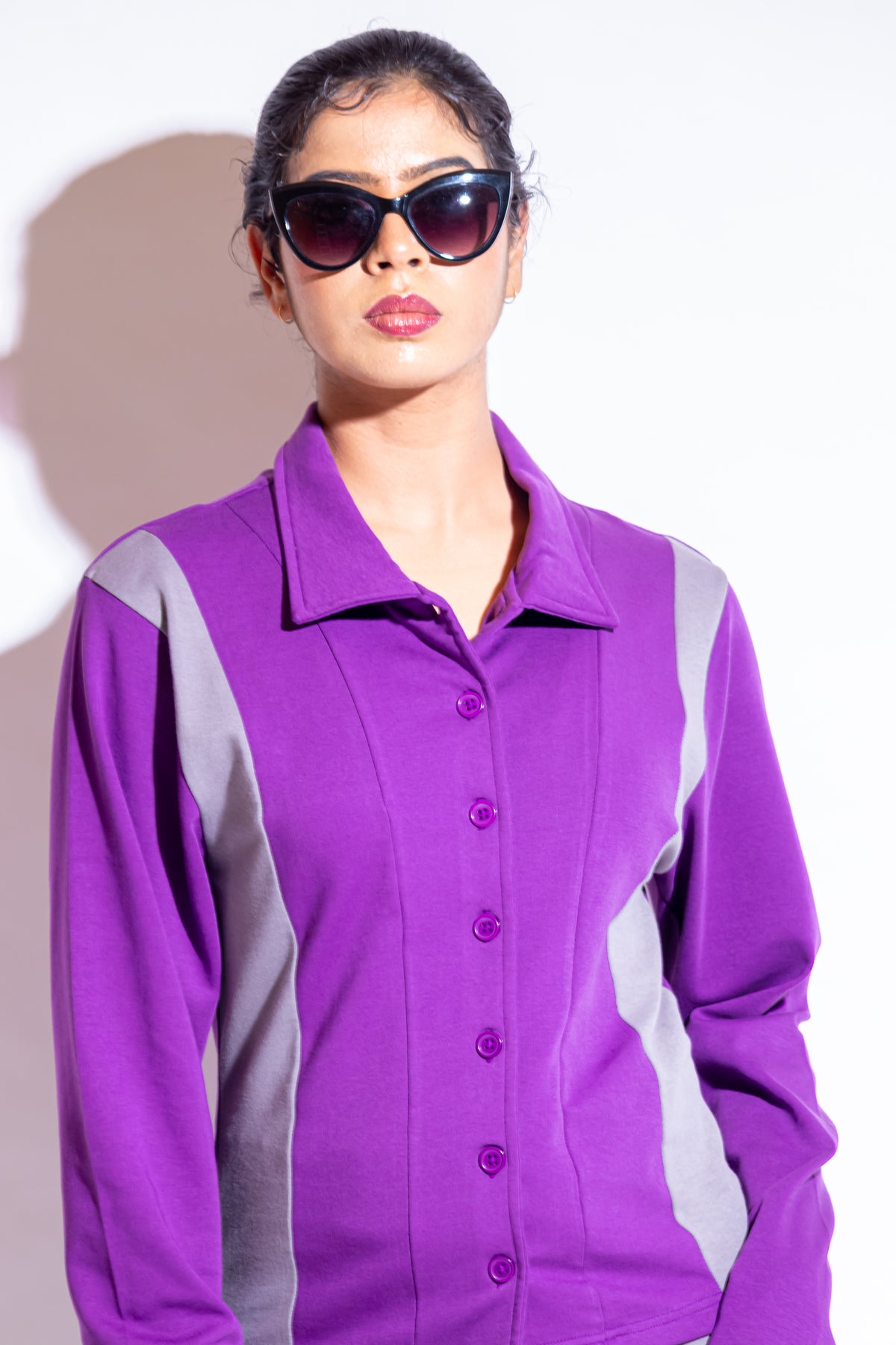 Dautee High neck Cardigan - Violet