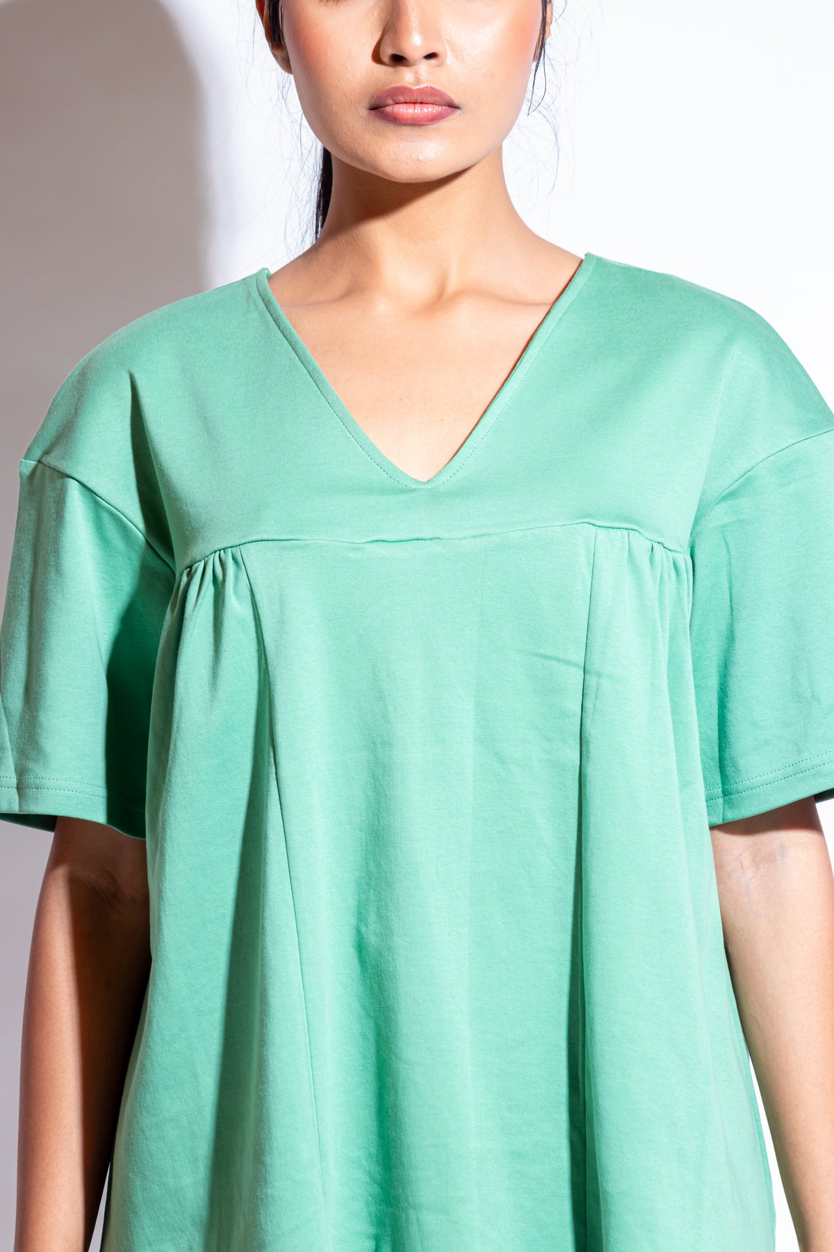 Dautee Oversized Flare Panel Top - Green