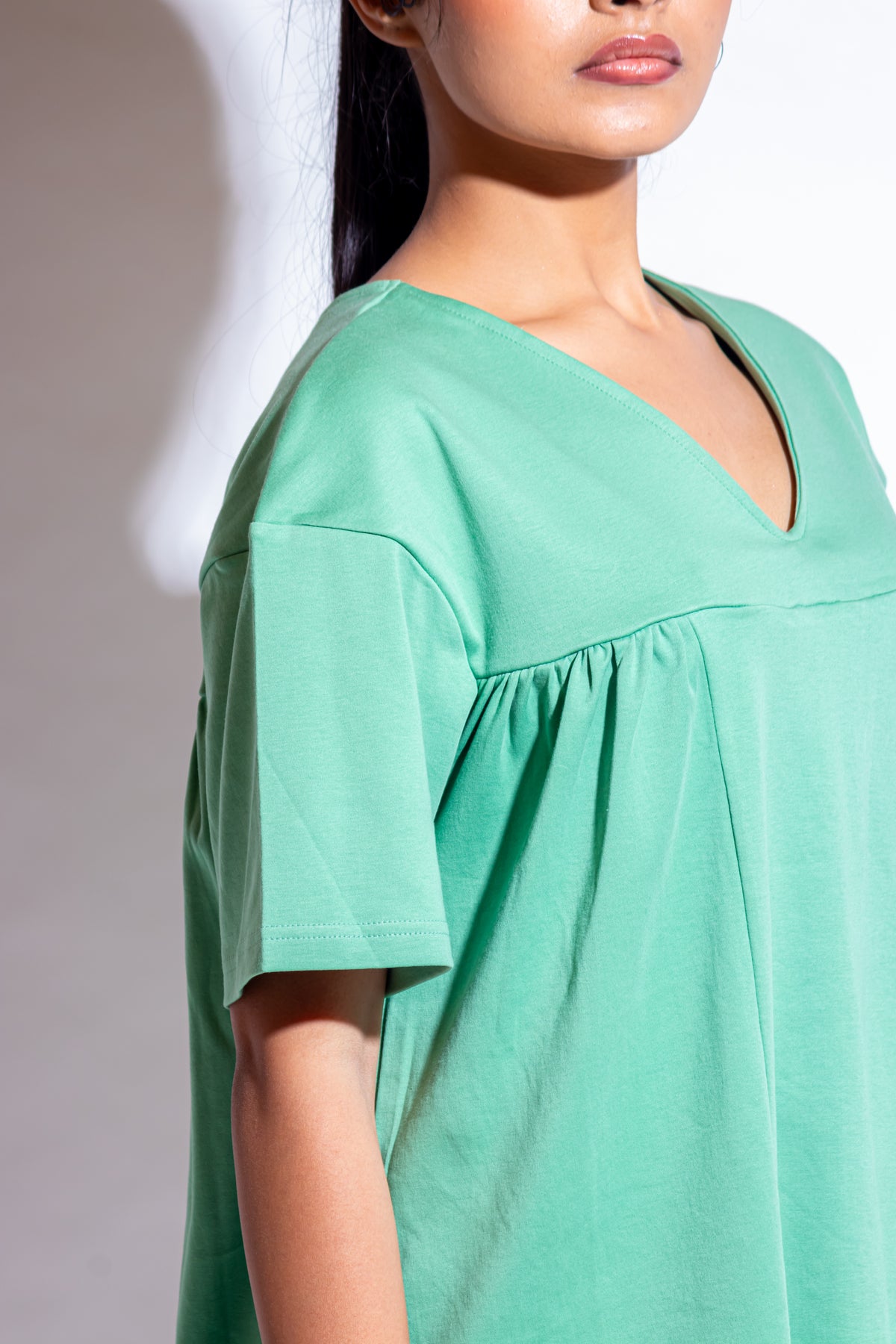 Dautee Oversized Flare Panel Top - Green