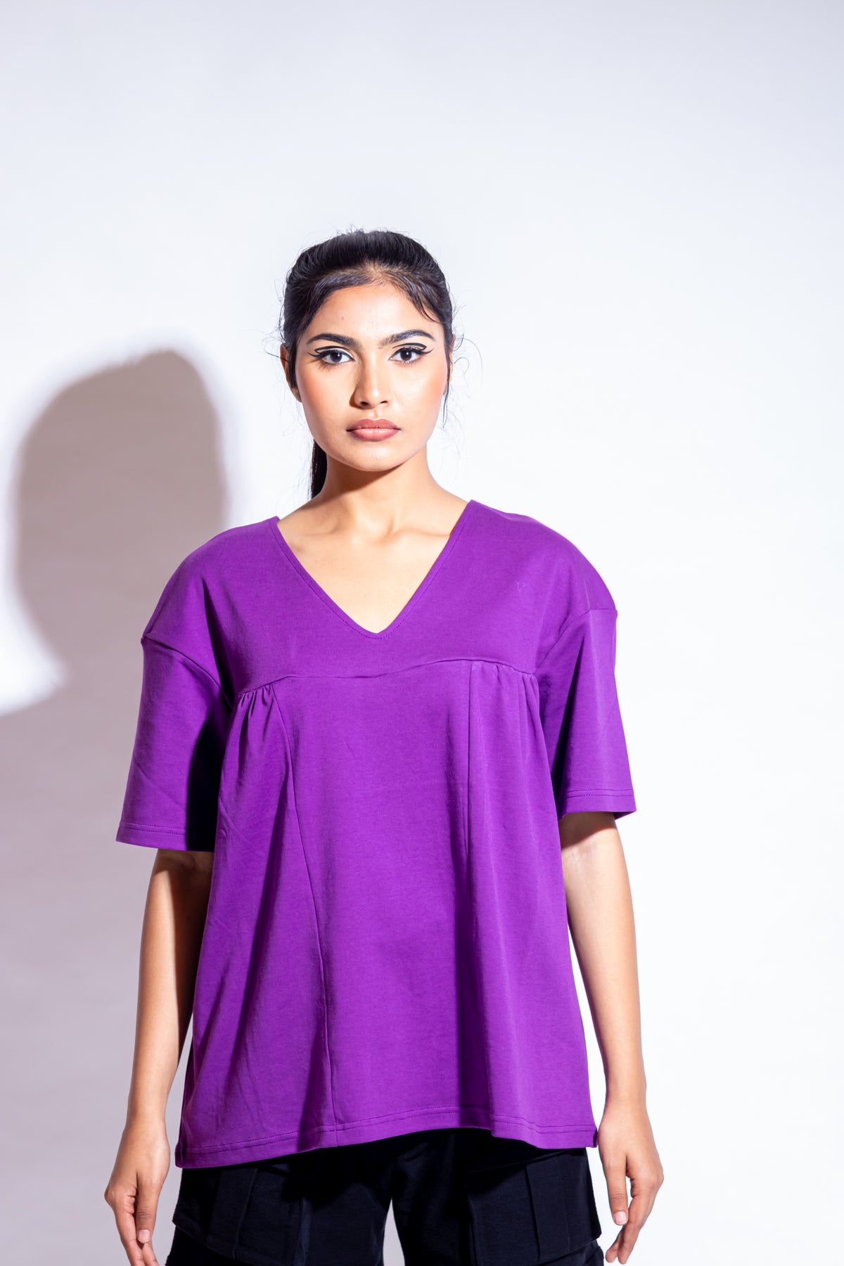 Dautee Oversized Flare Panel Top - Violet