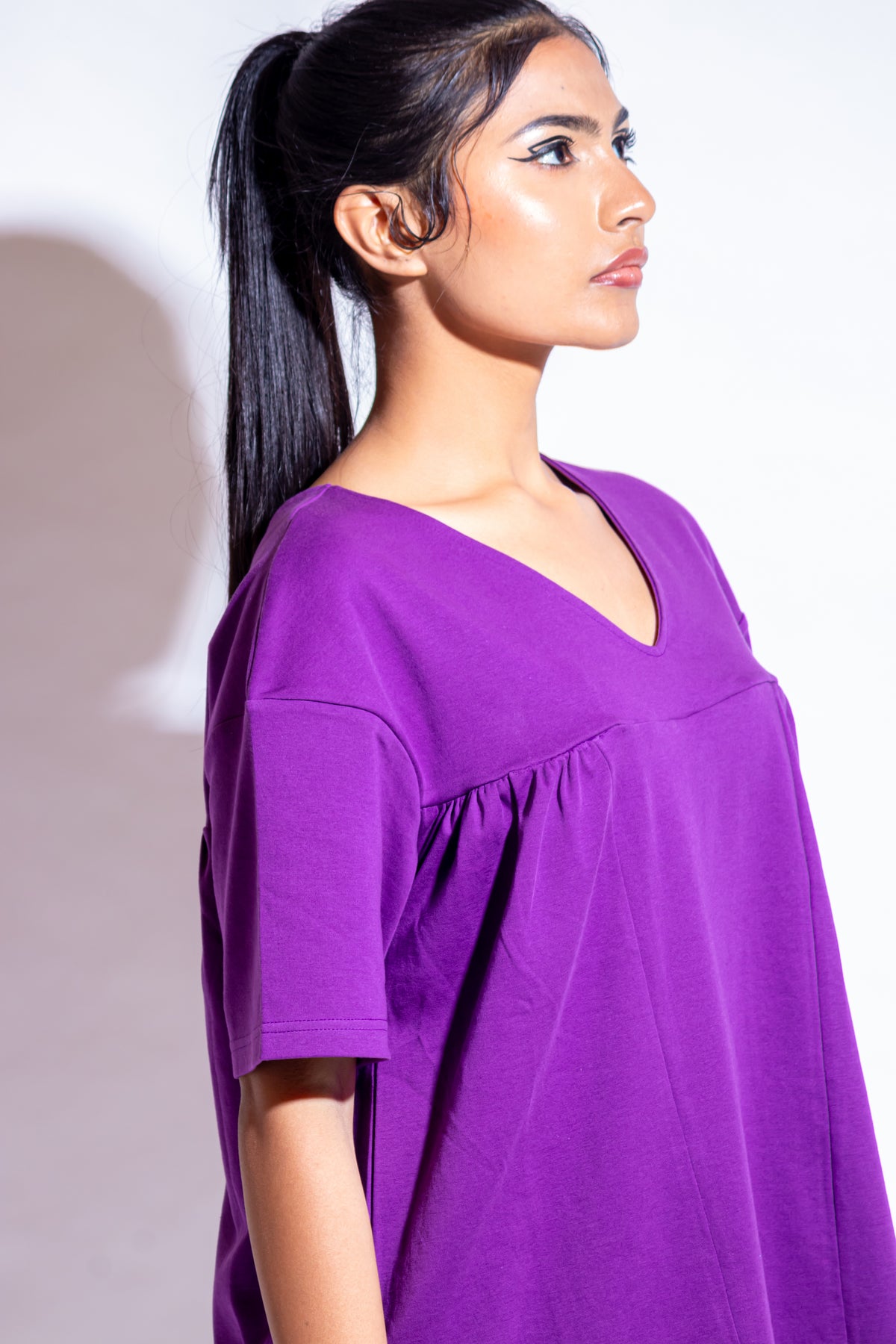 Dautee Oversized Flare Panel Top - Violet