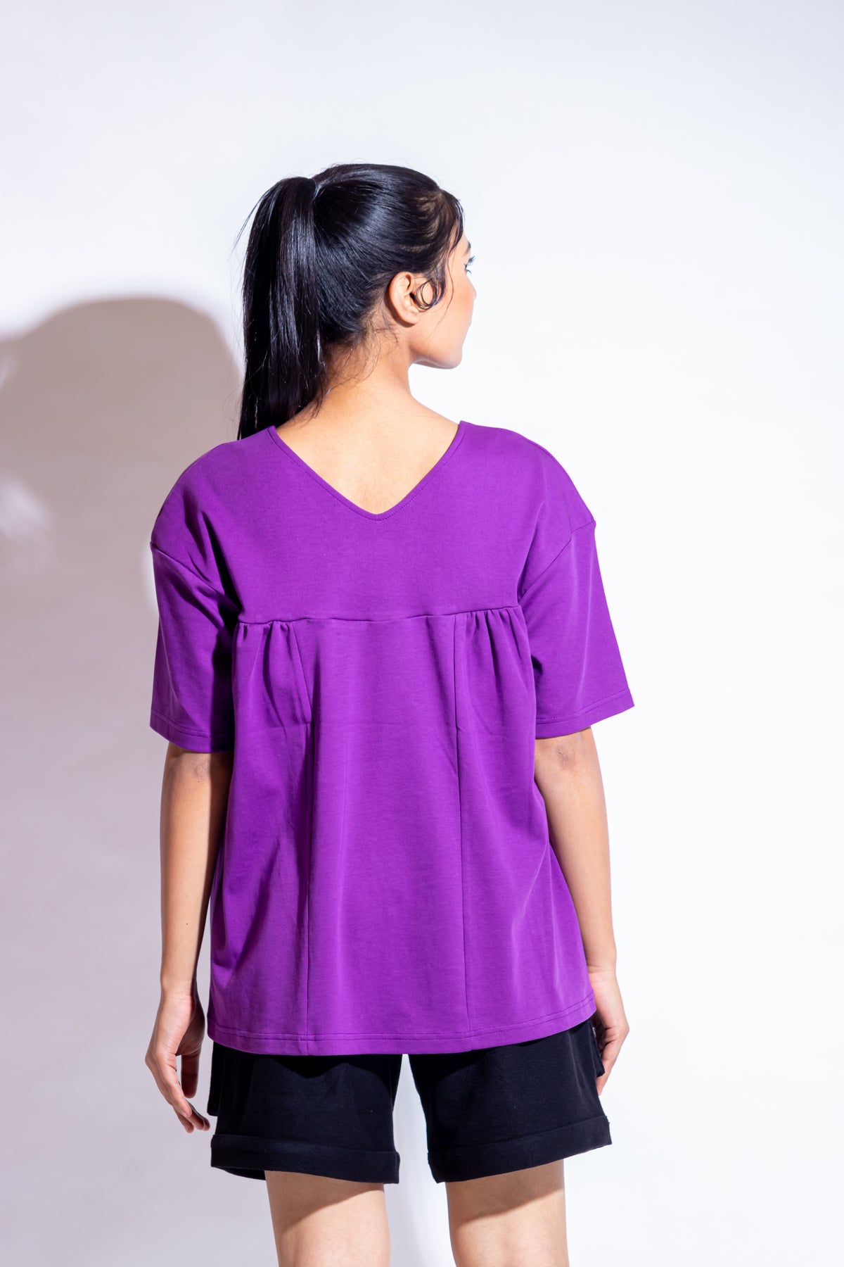 Dautee Oversized Flare Panel Top - Violet