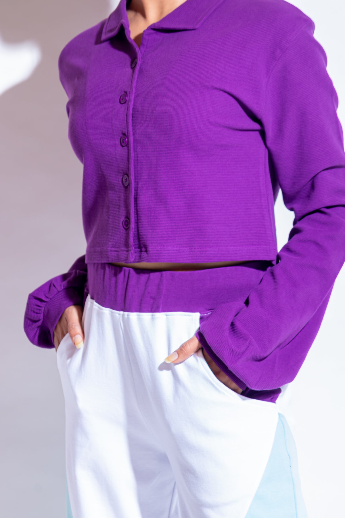 Dautee Collared Crop jacket - Violet