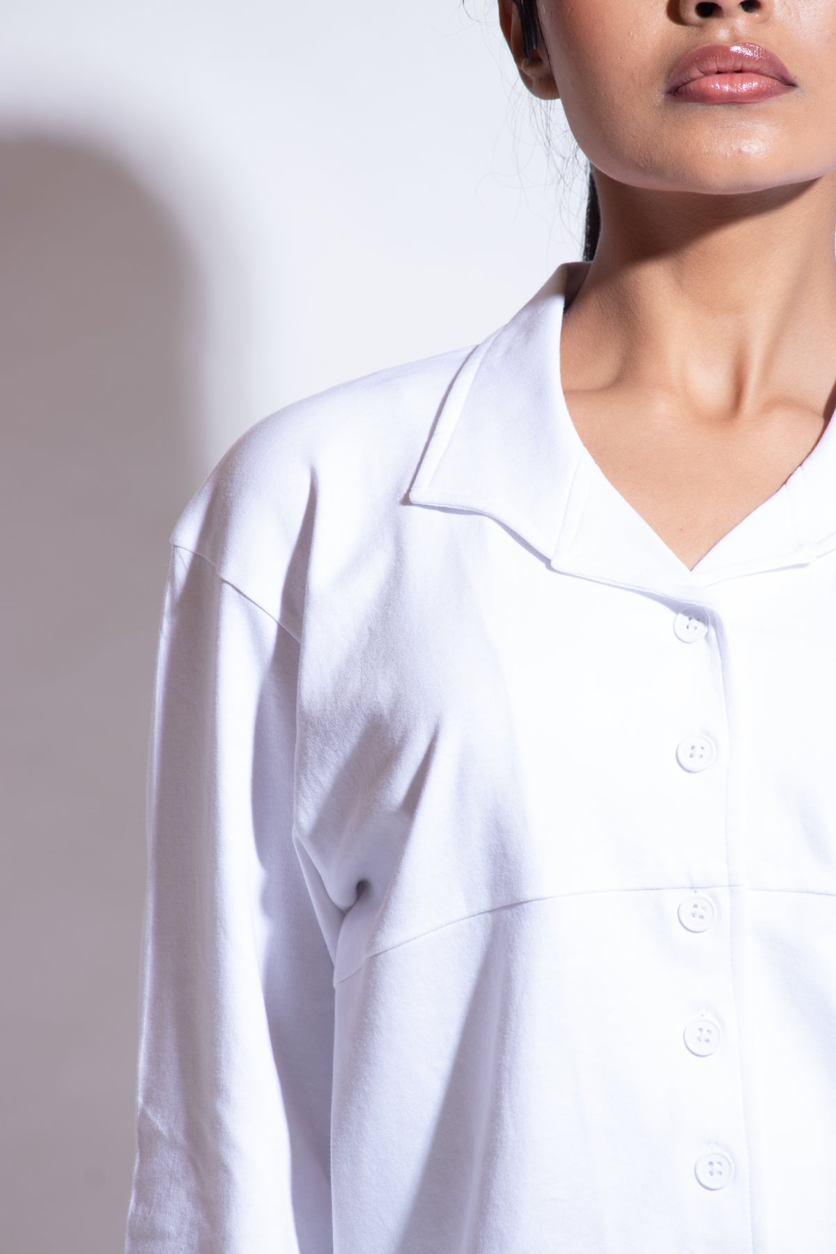 Dautee Oversized Puff Sleeve Shirt - White