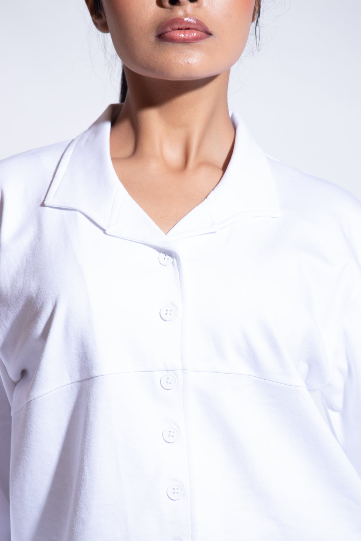 Dautee Oversized Puff Sleeve Shirt - White