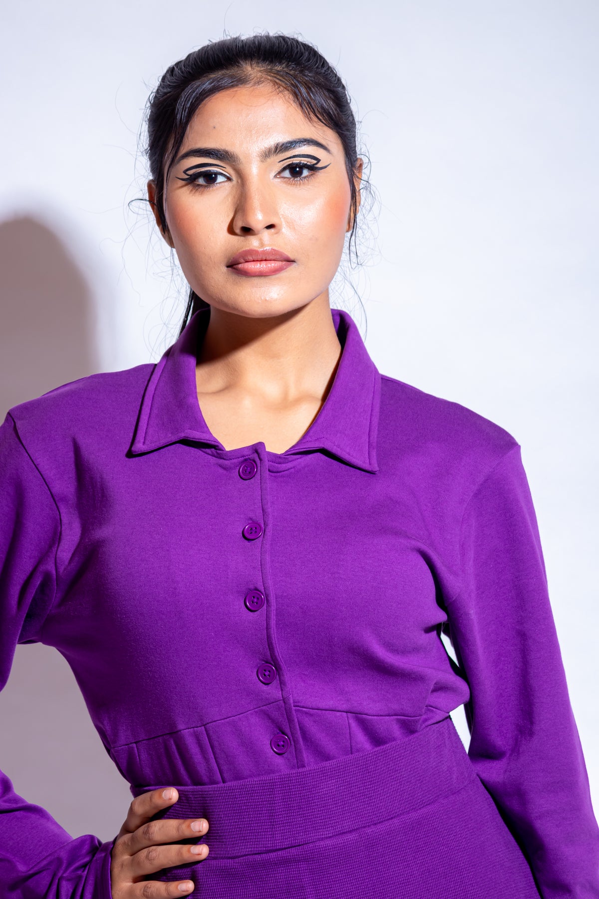 Dautee Corset Style Statement Shirt - Violet