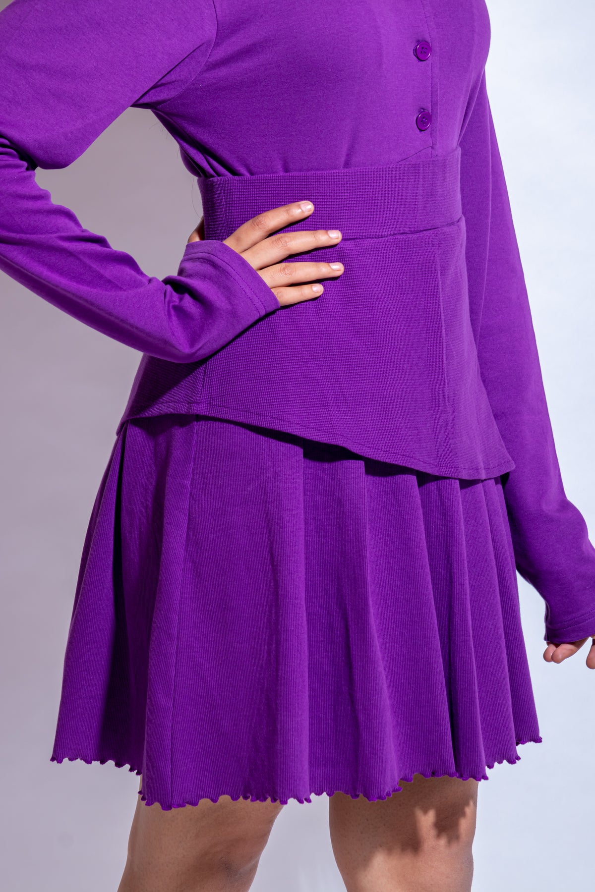 Dautee Pleated Elegance Duo Skirt - Violet