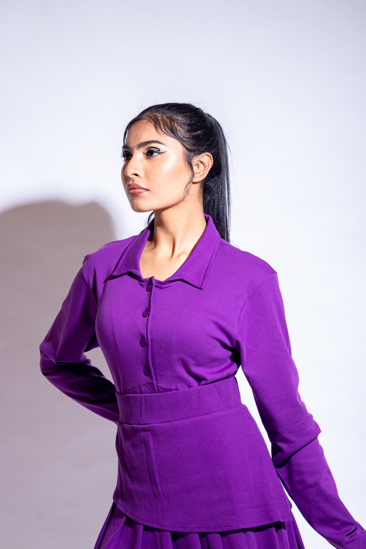 Dautee Corset Style Statement Shirt - Violet