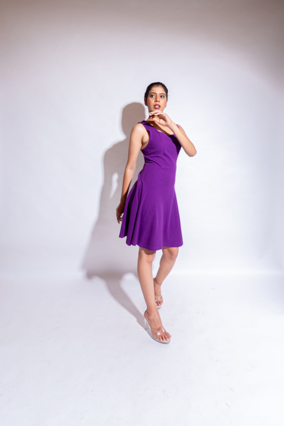 Dautee Square neck flare dress - Violet