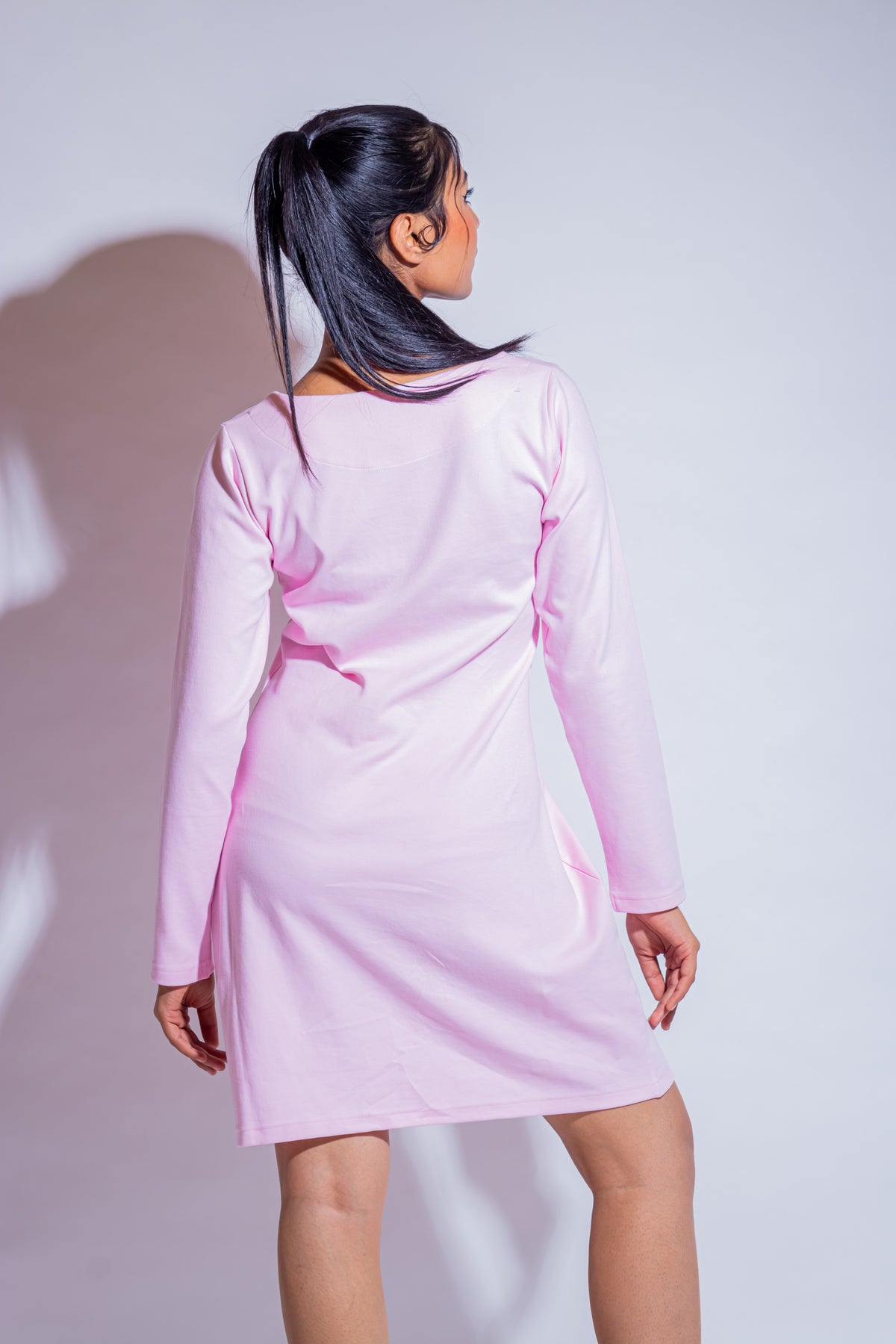 Dautee Square neck silhouette dress - Pink