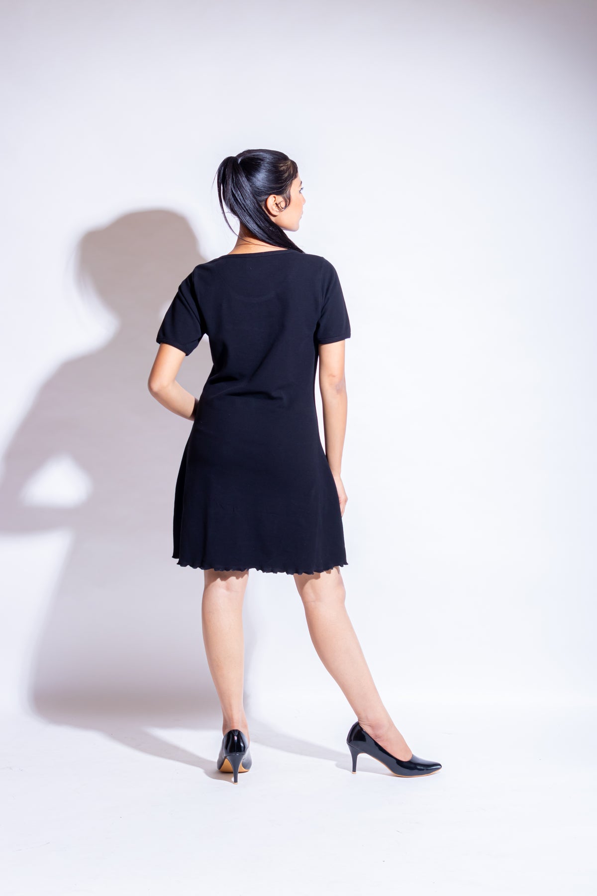 Dautee Casual tee shirt dress - Black