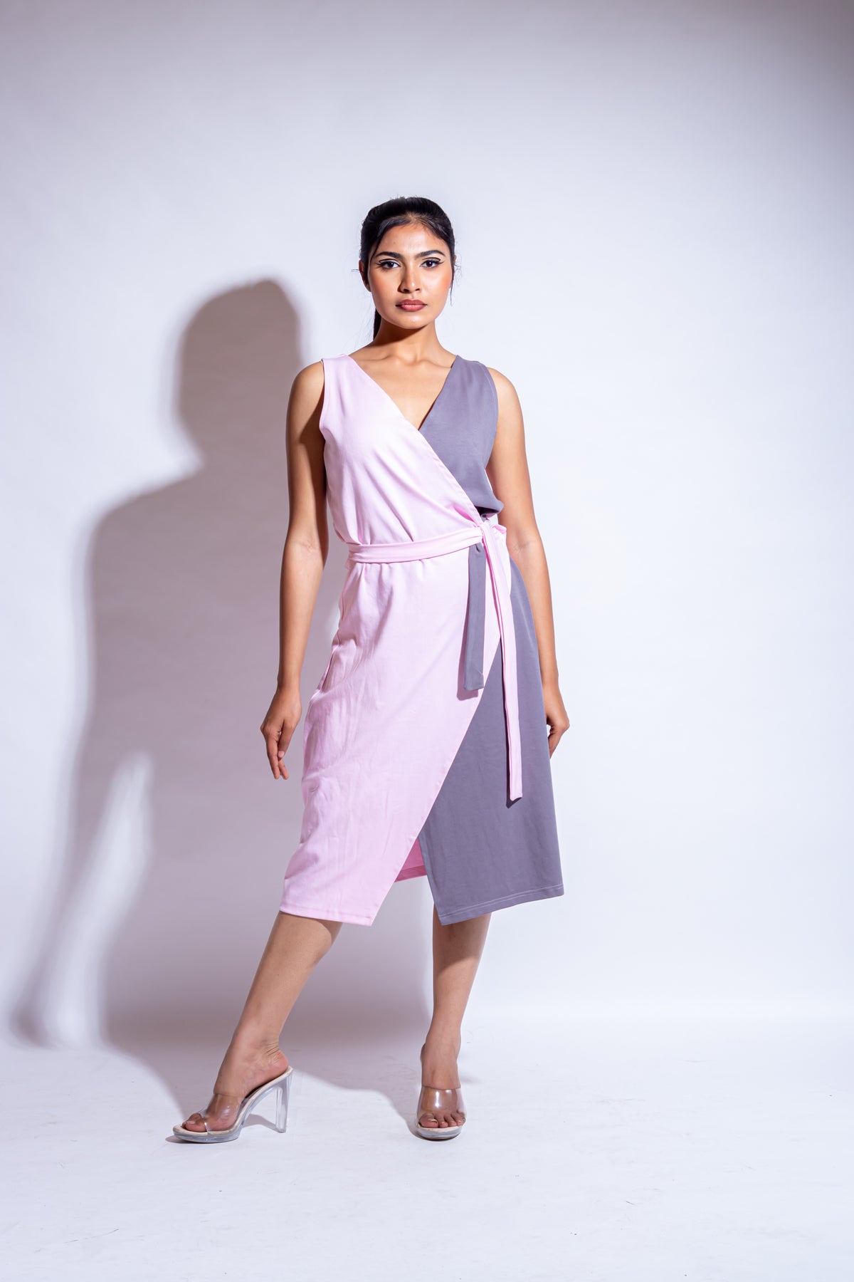 Dautee Two-tone wrap dress - Pink