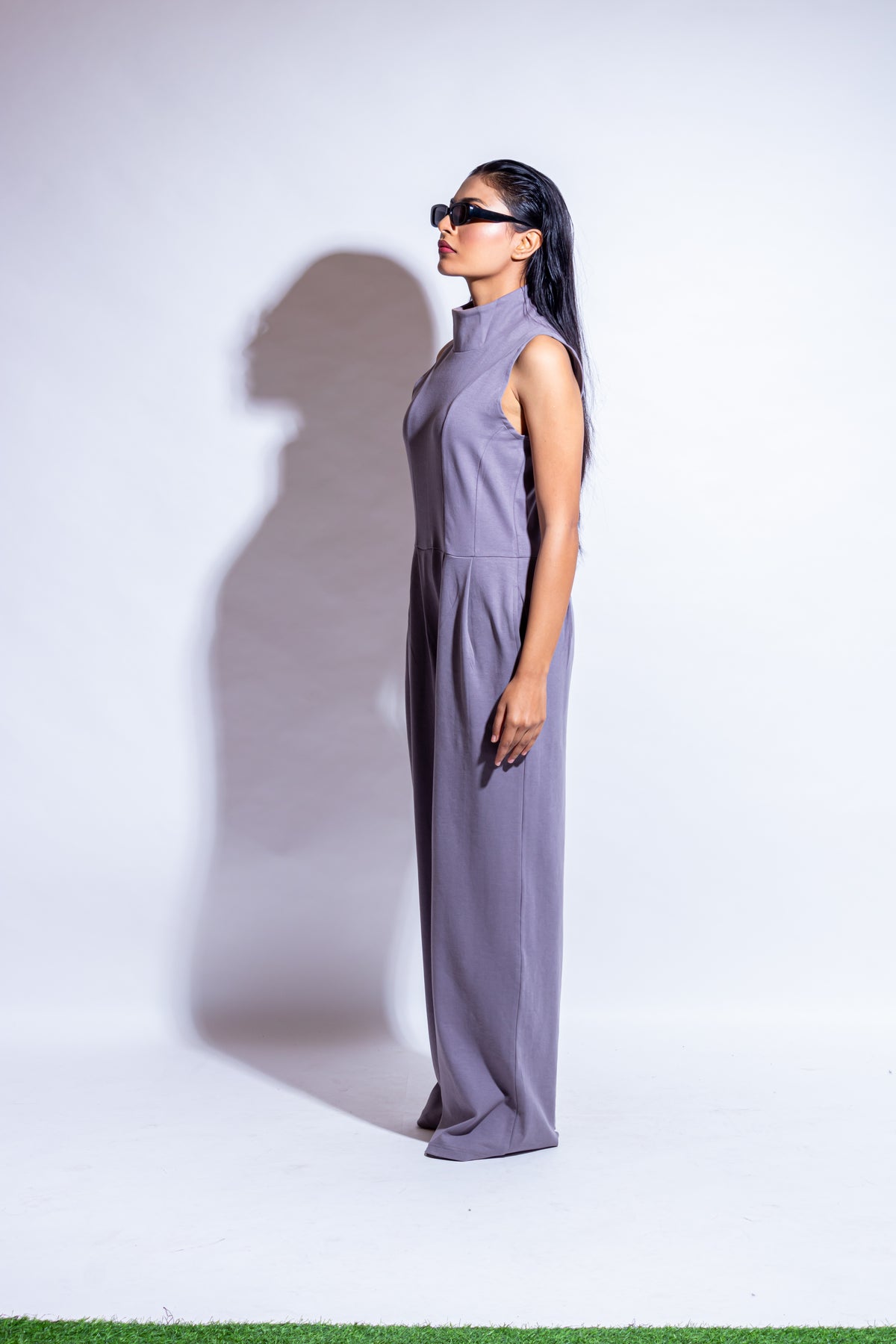 Dautee Princess Flare Halter Jumpsuit - Grey