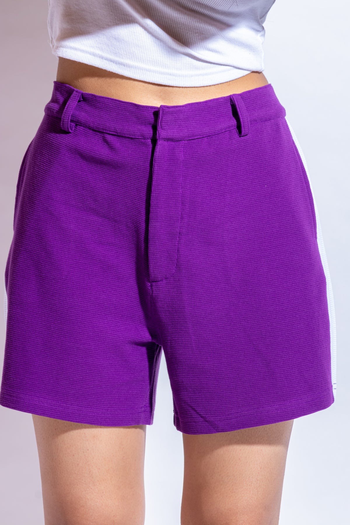 Dautee Contrast side seam trim shorts - Violet