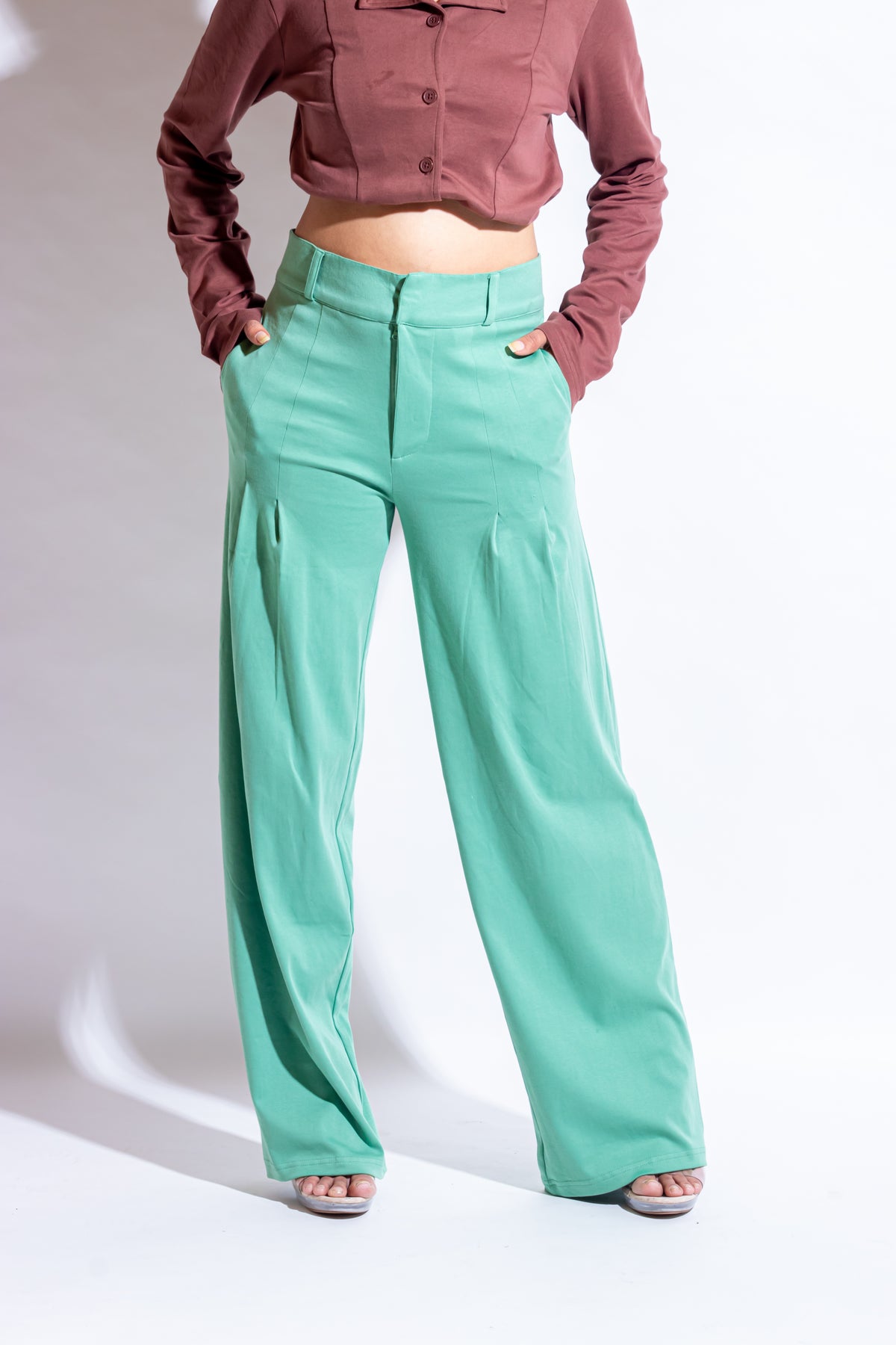 Dautee High-waisted flare pants - Green