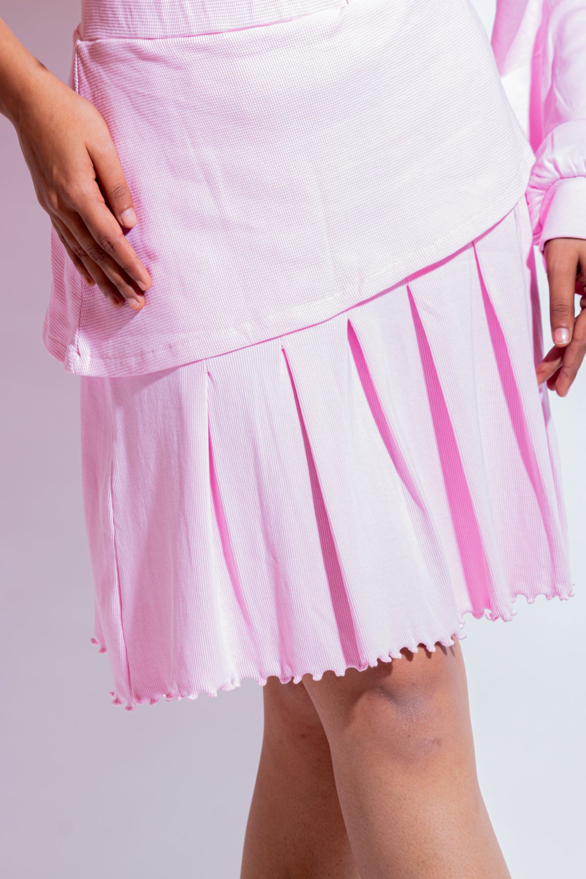 Dautee Pleated Elegance Duo Skirt - Pink