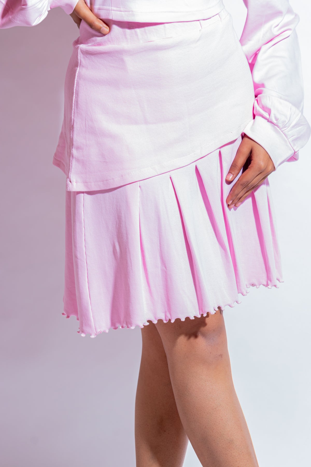 Dautee Pleated Elegance Duo Skirt - Pink